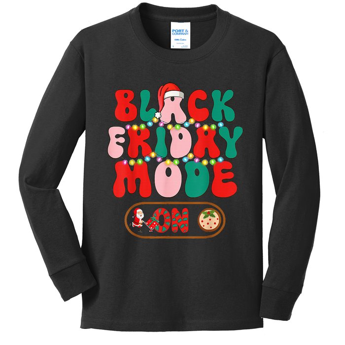 Friday Shopping Crew Mode On Christmas Black Shopping Family  Kids Long Sleeve Shirt