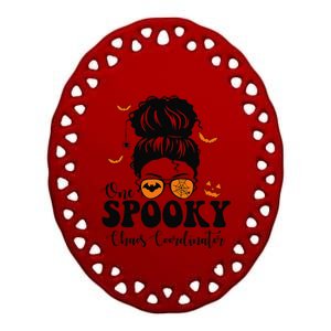 Funny Spooky Chaos Coordinator Messy Bun Halloween Ceramic Oval Ornament