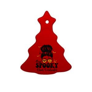 Funny Spooky Chaos Coordinator Messy Bun Halloween Ceramic Tree Ornament