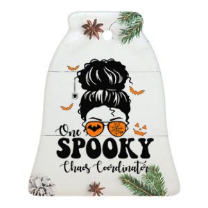 Funny Spooky Chaos Coordinator Messy Bun Halloween Ceramic Bell Ornament