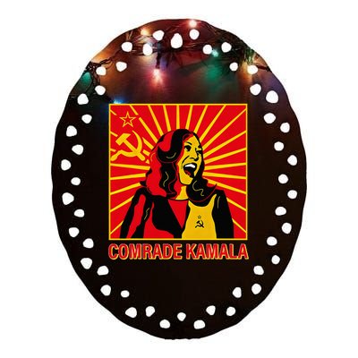 Fun Socialist Comrade Kamala Commie La Harris 2024 Kammunism Ceramic Oval Ornament