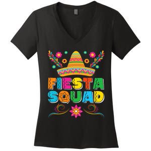 Fiesta Squad Cinco De Mayo Family Matching Mexican Sombrero Women's V-Neck T-Shirt