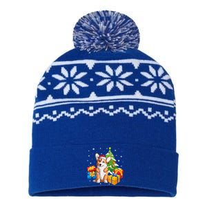 Funny Santa Corgi Dog Christmas Tree Funny Gift Xmas Matching Cool Gift USA-Made Snowflake Beanie