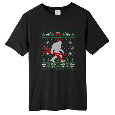 Funny Skiing Cute Bigfoot Ugly Christmas Gift Tall Fusion ChromaSoft Performance T-Shirt