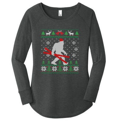 Funny Skiing Cute Bigfoot Ugly Christmas Gift Women's Perfect Tri Tunic Long Sleeve Shirt