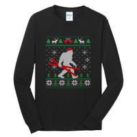 Funny Skiing Cute Bigfoot Ugly Christmas Gift Tall Long Sleeve T-Shirt