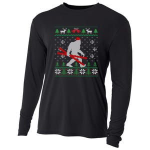 Funny Skiing Cute Bigfoot Ugly Christmas Gift Cooling Performance Long Sleeve Crew