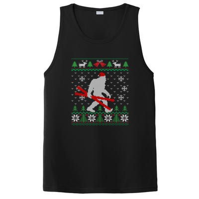 Funny Skiing Cute Bigfoot Ugly Christmas Gift PosiCharge Competitor Tank