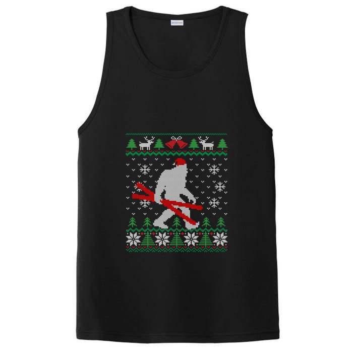 Funny Skiing Cute Bigfoot Ugly Christmas Gift PosiCharge Competitor Tank