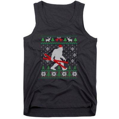 Funny Skiing Cute Bigfoot Ugly Christmas Gift Tank Top