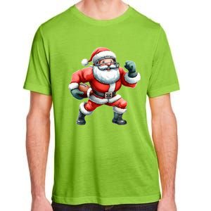 Football Santa Christmas Funny Santa Playing Football Xmas Gift Adult ChromaSoft Performance T-Shirt