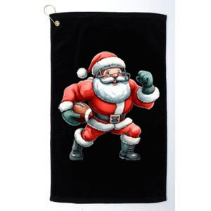 Football Santa Christmas Funny Santa Playing Football Xmas Gift Platinum Collection Golf Towel