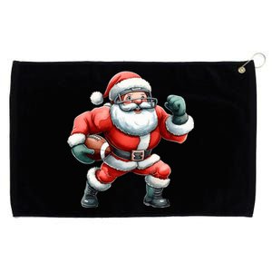 Football Santa Christmas Funny Santa Playing Football Xmas Gift Grommeted Golf Towel