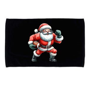 Football Santa Christmas Funny Santa Playing Football Xmas Gift Microfiber Hand Towel