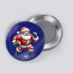 Football Santa Christmas Funny Santa Playing Football Xmas Gift Button