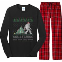 Funny Sasquatch Christmas Squatching Bigfoot Xmas Sweater Long Sleeve Pajama Set