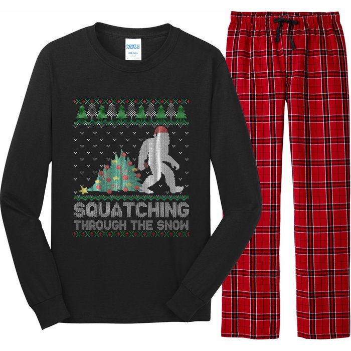 Funny Sasquatch Christmas Squatching Bigfoot Xmas Sweater Long Sleeve Pajama Set