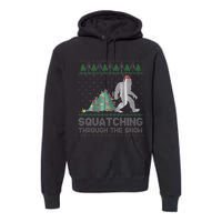 Funny Sasquatch Christmas Squatching Bigfoot Xmas Sweater Premium Hoodie