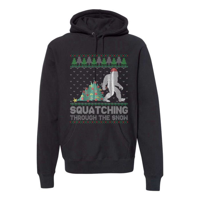 Funny Sasquatch Christmas Squatching Bigfoot Xmas Sweater Premium Hoodie