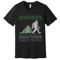 Funny Sasquatch Christmas Squatching Bigfoot Xmas Sweater Premium T-Shirt