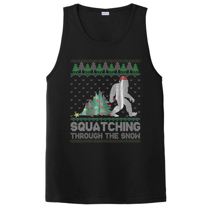 Funny Sasquatch Christmas Squatching Bigfoot Xmas Sweater PosiCharge Competitor Tank