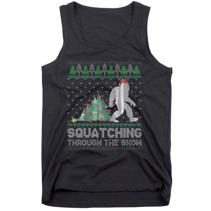 Funny Sasquatch Christmas Squatching Bigfoot Xmas Sweater Tank Top