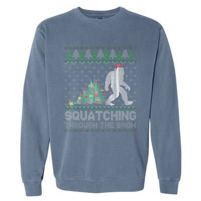 Funny Sasquatch Christmas Squatching Bigfoot Xmas Sweater Garment-Dyed Sweatshirt