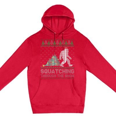 Funny Sasquatch Christmas Squatching Bigfoot Xmas Sweater Premium Pullover Hoodie