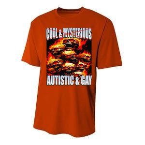 Funny Saying Cool & Mysterious Autistic & Gay Skeleton Meme Performance Sprint T-Shirt