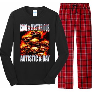 Funny Saying Cool & Mysterious Autistic & Gay Skeleton Meme Long Sleeve Pajama Set