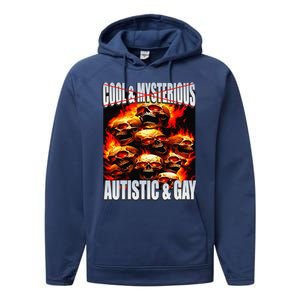 Funny Saying Cool & Mysterious Autistic & Gay Skeleton Meme Performance Fleece Hoodie