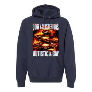 Funny Saying Cool & Mysterious Autistic & Gay Skeleton Meme Premium Hoodie