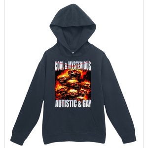 Funny Saying Cool & Mysterious Autistic & Gay Skeleton Meme Urban Pullover Hoodie