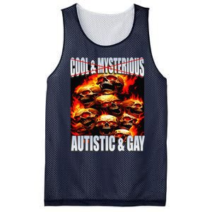 Funny Saying Cool & Mysterious Autistic & Gay Skeleton Meme Mesh Reversible Basketball Jersey Tank