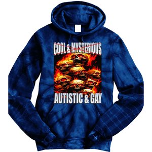 Funny Saying Cool & Mysterious Autistic & Gay Skeleton Meme Tie Dye Hoodie