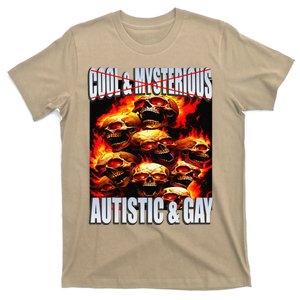 Funny Saying Cool & Mysterious Autistic & Gay Skeleton Meme T-Shirt