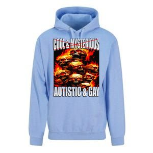 Funny Saying Cool & Mysterious Autistic & Gay Skeleton Meme Unisex Surf Hoodie