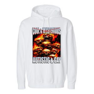 Funny Saying Cool & Mysterious Autistic & Gay Skeleton Meme Garment-Dyed Fleece Hoodie