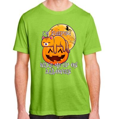 Funny Sleeping Cat On Pumpkin Wake Me Up On Halloween Funny Gift Adult ChromaSoft Performance T-Shirt