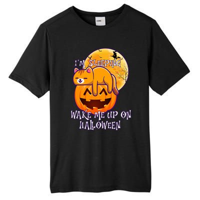 Funny Sleeping Cat On Pumpkin Wake Me Up On Halloween Funny Gift Tall Fusion ChromaSoft Performance T-Shirt