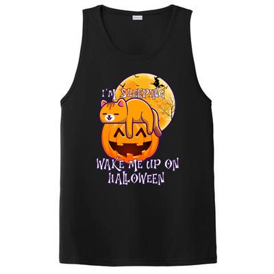 Funny Sleeping Cat On Pumpkin Wake Me Up On Halloween Funny Gift PosiCharge Competitor Tank