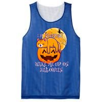 Funny Sleeping Cat On Pumpkin Wake Me Up On Halloween Funny Gift Mesh Reversible Basketball Jersey Tank