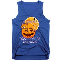 Funny Sleeping Cat On Pumpkin Wake Me Up On Halloween Funny Gift Tank Top