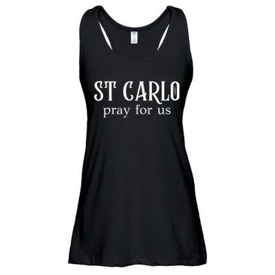 Funny St Carlo Pray For Us Catholic Millenial Saint Ladies Essential Flowy Tank