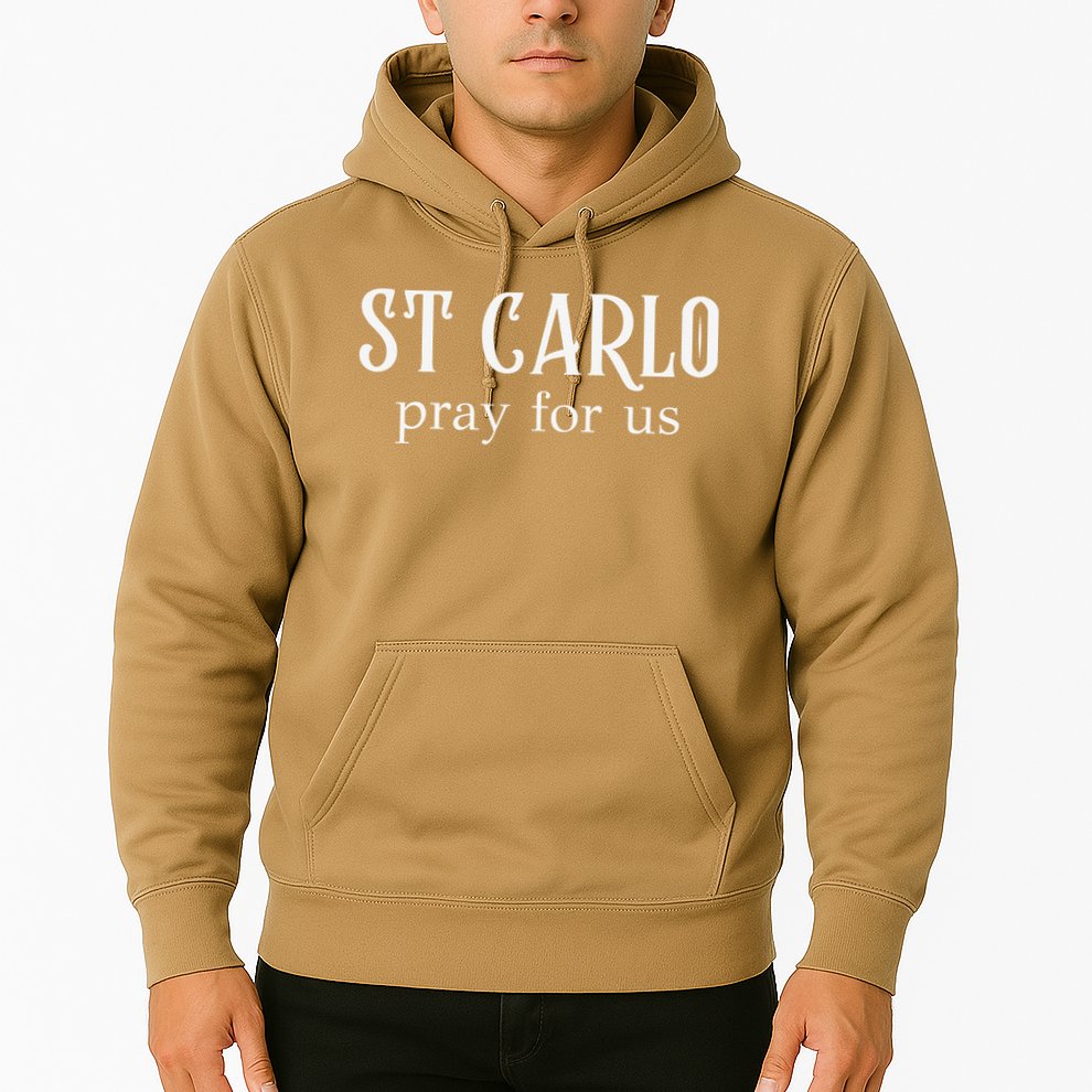 Funny St Carlo Pray For Us Catholic Millenial Saint Hoodie