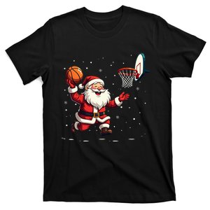 Funny Santa Claus Playing Basketball Merry Christmas T-Shirt