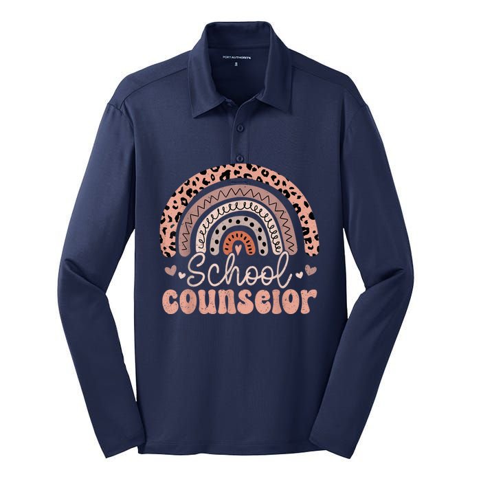 Funny School Counselor Teacher Back To School Teacher Life Silk Touch Performance Long Sleeve Polo