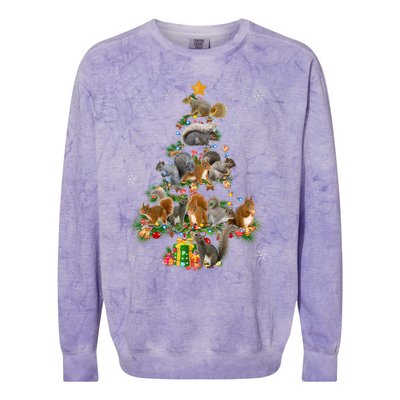 Funny Squirrel Christmas Tree Squirrel Lover Xmas Gifts TShirt Colorblast Crewneck Sweatshirt