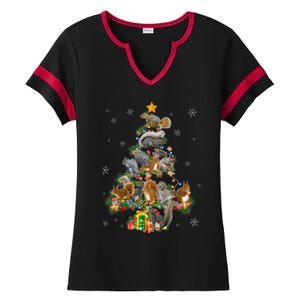 Funny Squirrel Christmas Tree Squirrel Lover Xmas Gifts TShirt Ladies Halftime Notch Neck Tee