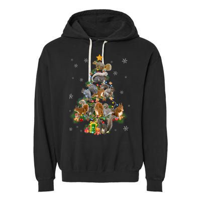 Funny Squirrel Christmas Tree Squirrel Lover Xmas Gifts TShirt Garment-Dyed Fleece Hoodie